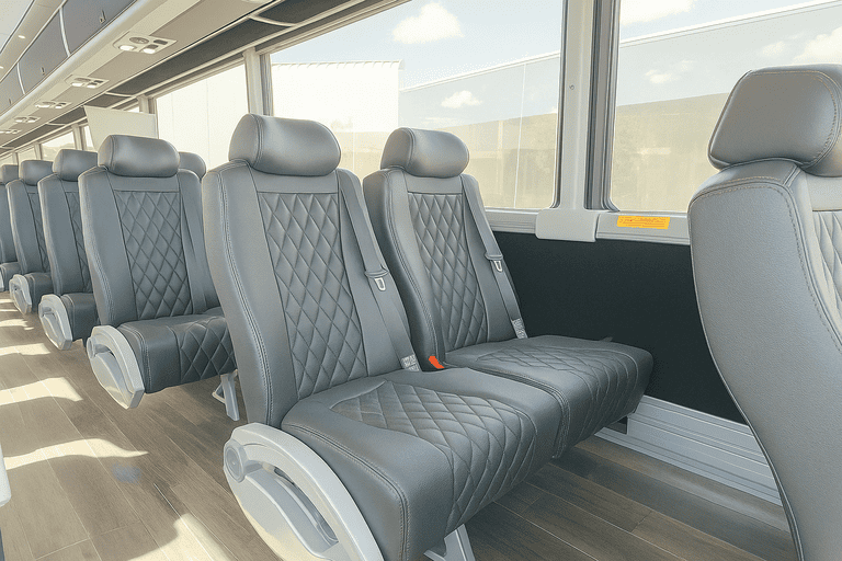 interior of Des Moines Shuttle Bus Rentals charter bus